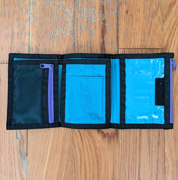 Vintage Colour Block Wallet Turquoise Pink Purple Black 80s Retro - Picture 3 of 9